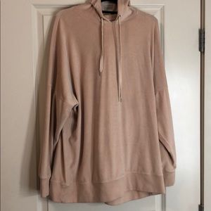 Oversized pink velour hoodie